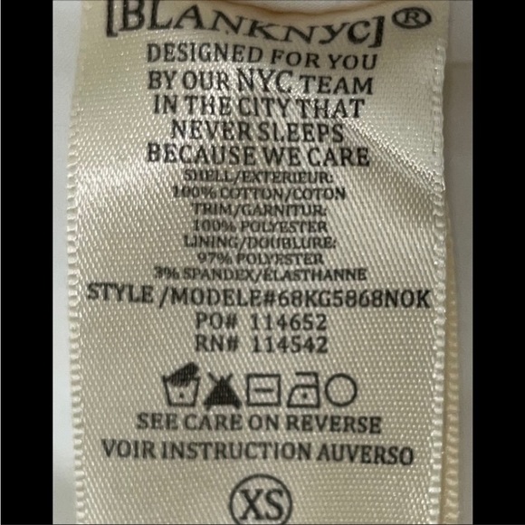 BlankNYC So Icy White Crepe Bomber Jacket SzXS Mesh Elastic Panel &Patch Pockets - Picture 16 of 16